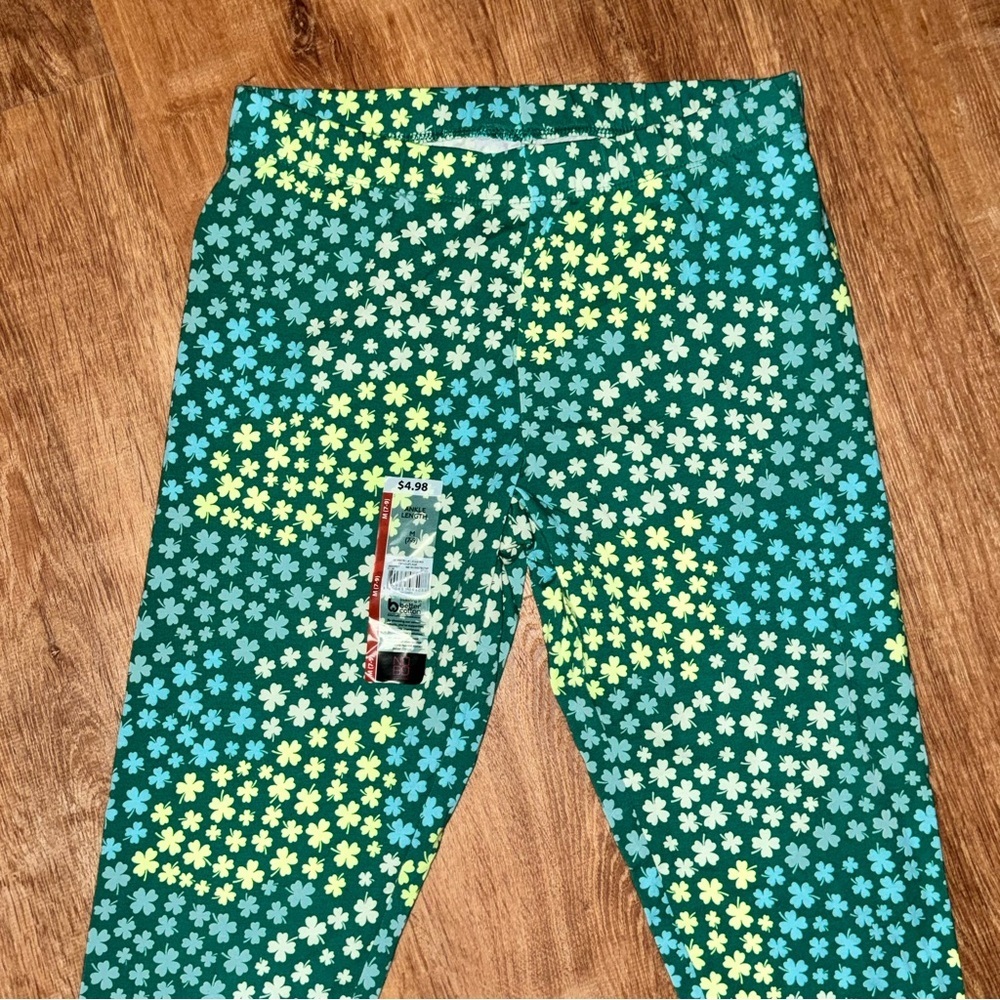 No Boundaries St Patrick’s Day Shamrock Leggings Juniors M 7-9 Green LOT Of 2 - Picture 6 of 15